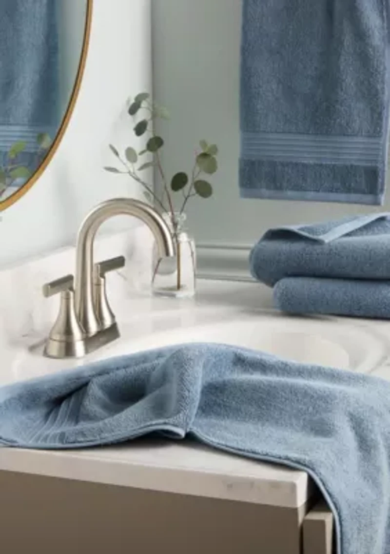 TOWN & COUNTRY LIVING 4-Piece Waffle Woven Terry Stripe Aqua Blue Hand Towel Set