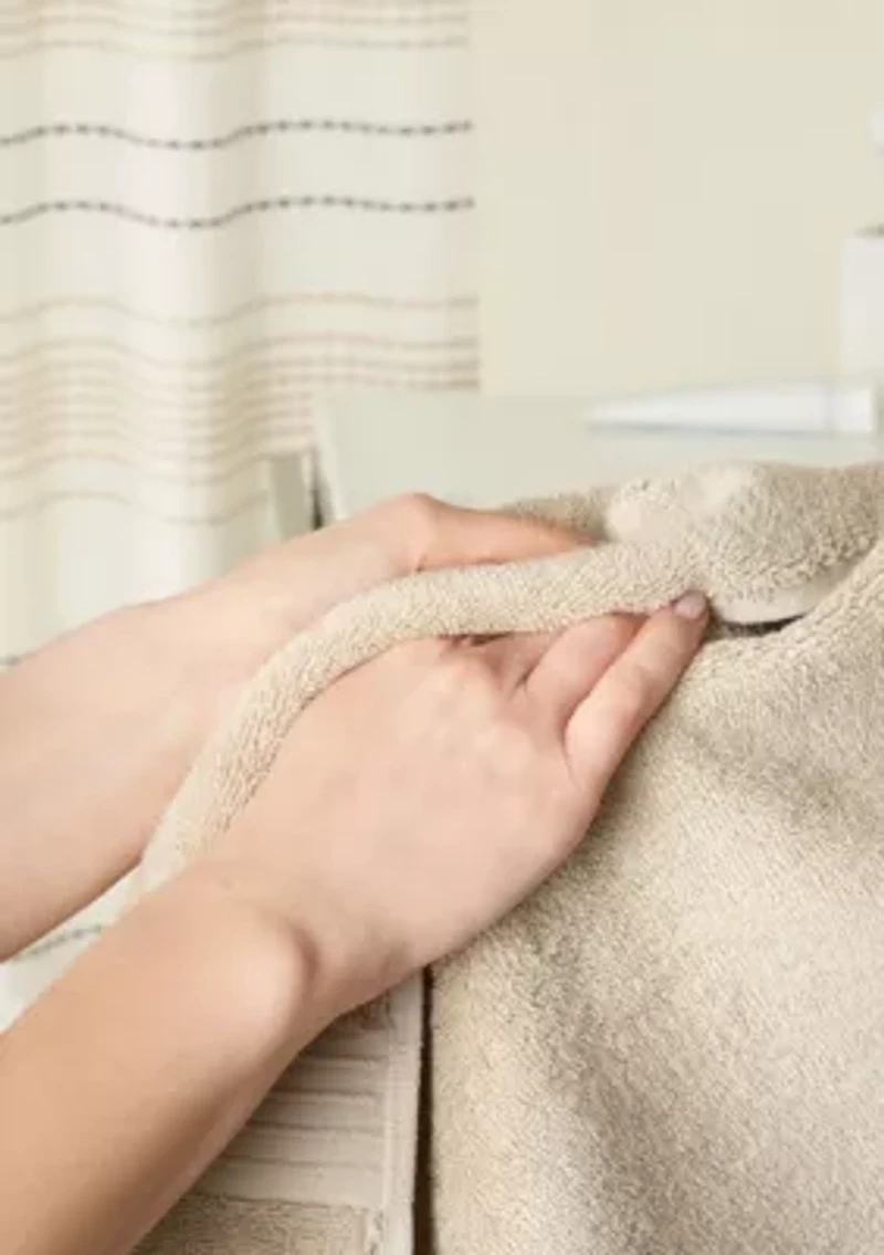 TOWN & COUNTRY LIVING 4-Piece Solid Dobby Border Grey Hand Towel Set