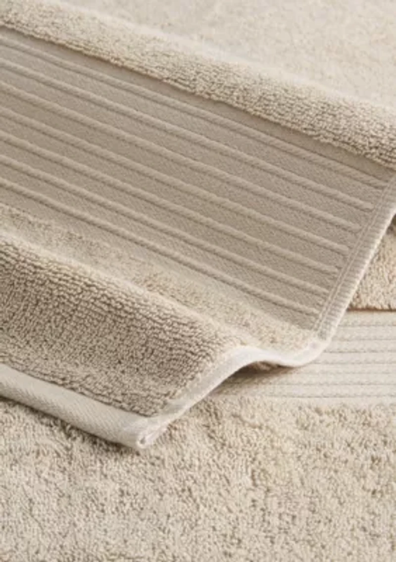 TOWN & COUNTRY LIVING 4-Piece Solid Dobby Border Grey Hand Towel Set