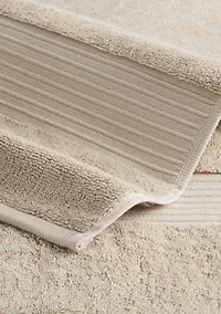 TOWN & COUNTRY LIVING 4-Piece Solid Dobby Border Grey Hand Towel Set