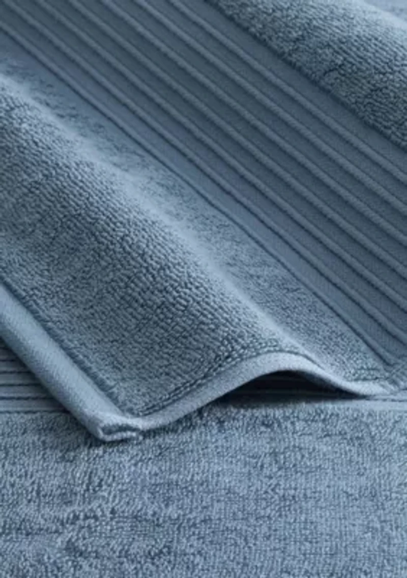 TOWN & COUNTRY LIVING 4-Piece Waffle Woven Terry Stripe Aqua Blue Hand Towel Set