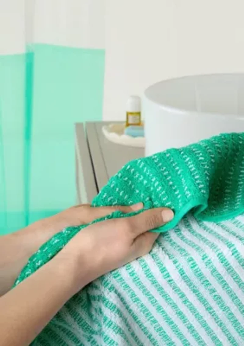 TOWN & COUNTRY LIVING 4-Piece Striped Reversible Terry Brights Mocha Brown Washcloth Set