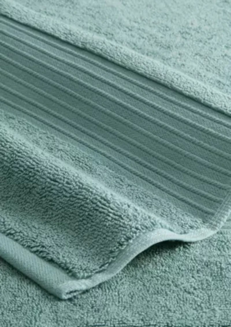 TOWN & COUNTRY LIVING 4-Piece Solid Dobby Border Aqua Blue Washcloth Set