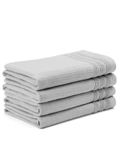TOWN & COUNTRY LIVING 4-Piece Waffle Woven Terry Stripe Taupe Hand Towel Set