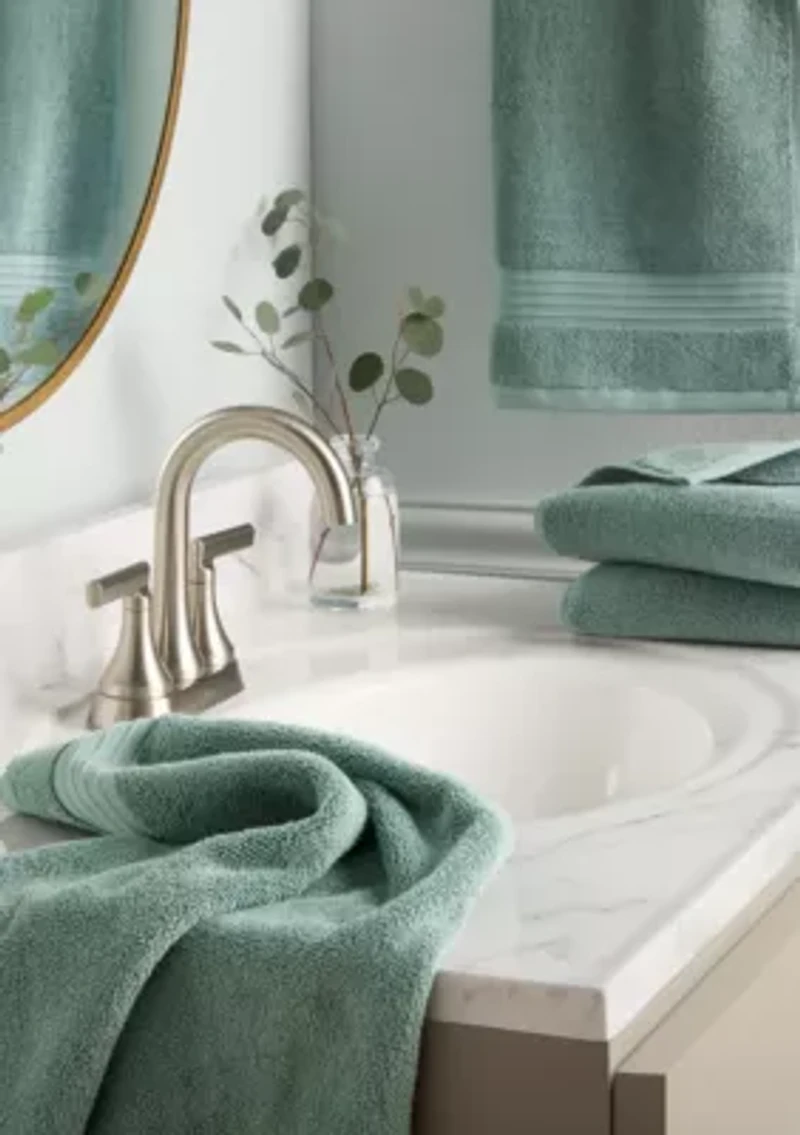 TOWN & COUNTRY LIVING 4-Piece Waffle Woven Terry Stripe Aqua Blue Hand Towel Set