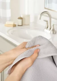 TOWN & COUNTRY LIVING 4-Piece Waffle Woven Terry Stripe Taupe Hand Towel Set