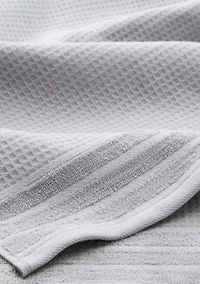 TOWN & COUNTRY LIVING 4-Piece Waffle Woven Terry Stripe Taupe Hand Towel Set