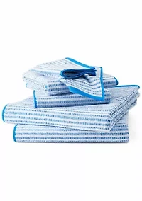 TOWN & COUNTRY LIVING 6-Piece Striped Reversible Terry Brights Ocean Blue Bath Set