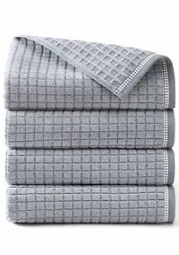 TOWN & COUNTRY LIVING 4-Piece Textured Windowpane Aqua Blue Bath Towel Set