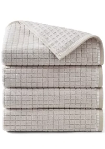 TOWN & COUNTRY LIVING 4-Piece Textured Windowpane Aqua Blue Bath Towel Set