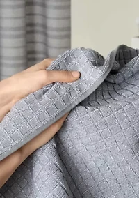 TOWN & COUNTRY LIVING 4-Piece Textured Windowpane Aqua Blue Bath Towel Set