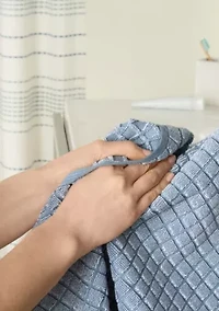 TOWN & COUNTRY LIVING 4-Piece Textured Windowpane Aqua Blue Bath Towel Set