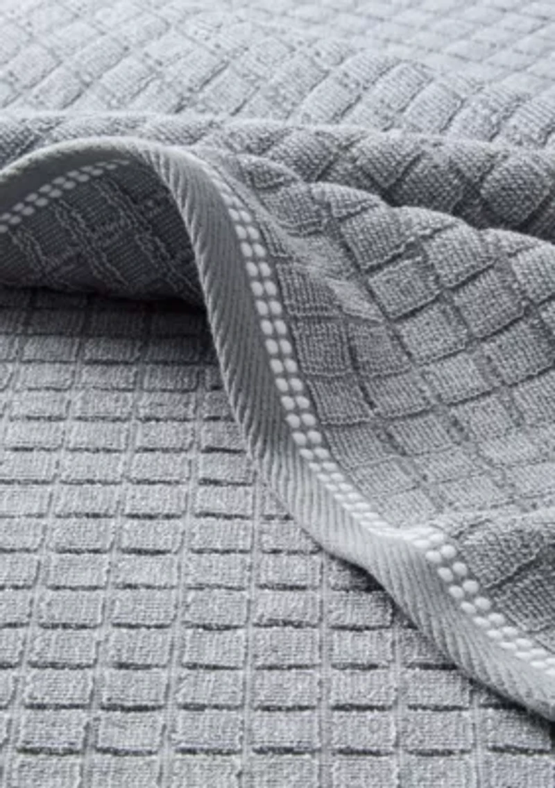 TOWN & COUNTRY LIVING 4-Piece Textured Windowpane Aqua Blue Bath Towel Set