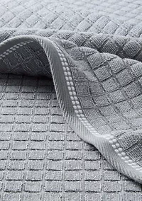 TOWN & COUNTRY LIVING 4-Piece Textured Windowpane Aqua Blue Bath Towel Set