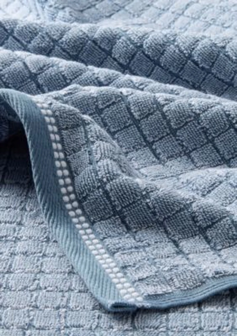 TOWN & COUNTRY LIVING 4-Piece Textured Windowpane Aqua Blue Bath Towel Set