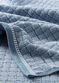 TOWN & COUNTRY LIVING 4-Piece Textured Windowpane Aqua Blue Bath Towel Set