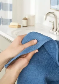 TOWN & COUNTRY LIVING 4-Piece Waffle Woven Terry Stripe Blue Hand Towel Set