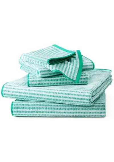 TOWN & COUNTRY LIVING 6-Piece Striped Reversible Terry Brights Mocha Brown Bath Set