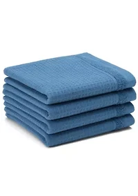 TOWN & COUNTRY LIVING 4-Piece Waffle Woven Terry Stripe Blue Washcloth Set