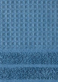 TOWN & COUNTRY LIVING 4-Piece Waffle Woven Terry Stripe Blue Washcloth Set