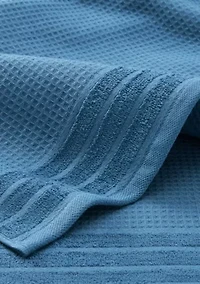 TOWN & COUNTRY LIVING 4-Piece Waffle Woven Terry Stripe Blue Washcloth Set