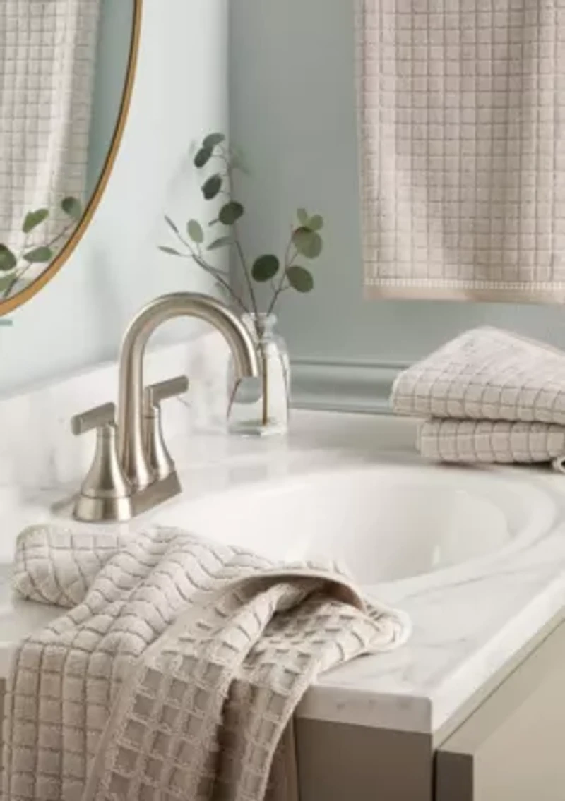 TOWN & COUNTRY LIVING 4-Piece Textured Windowpane Blue Hand Towel Set