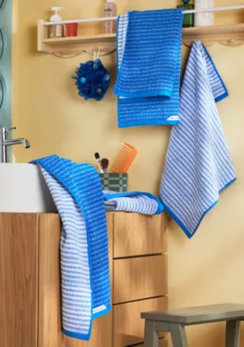 TOWN & COUNTRY LIVING 4-Piece Striped Reversible Terry Brights Grape Purple Hand Towel Set