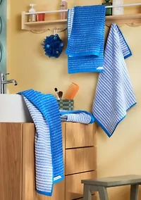 TOWN & COUNTRY LIVING 4-Piece Striped Reversible Terry Brights Grape Purple Hand Towel Set