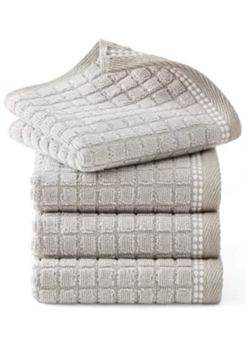TOWN & COUNTRY LIVING 4-Piece Textured Windowpane Blush Washcloth Set