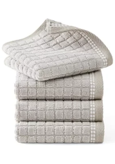 TOWN & COUNTRY LIVING 4-Piece Textured Windowpane Blush Washcloth Set