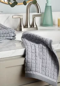 TOWN & COUNTRY LIVING 4-Piece Textured Windowpane Grey Washcloth Set