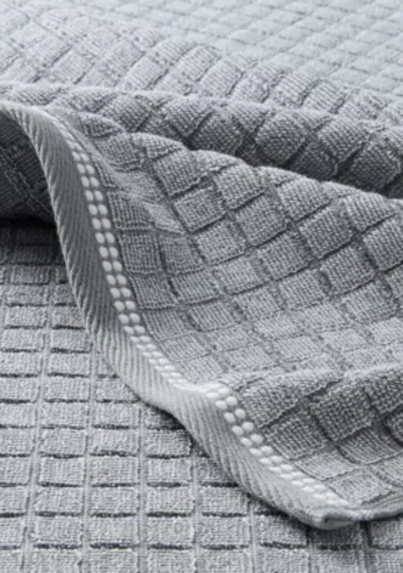 TOWN & COUNTRY LIVING 4-Piece Textured Windowpane Grey Washcloth Set