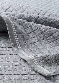 TOWN & COUNTRY LIVING 4-Piece Textured Windowpane Grey Washcloth Set