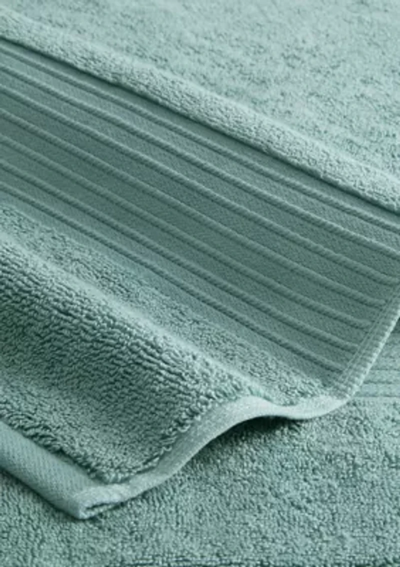 TOWN & COUNTRY LIVING 4-Piece Solid Dobby Border Grey Bath Towel Set