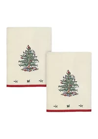 Christmas Tree Embroidered 2 Bath Towel Set