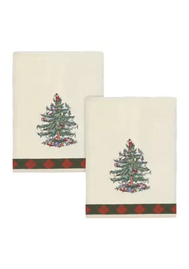 Tree Tartan Embroidered 2 Bath Towel Set