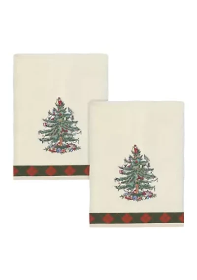 Tree Tartan Embroidered 2 Bath Towel Set