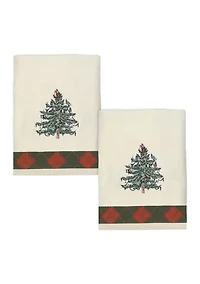 Tree Tartan Embroidered 2 Hand Towel Set