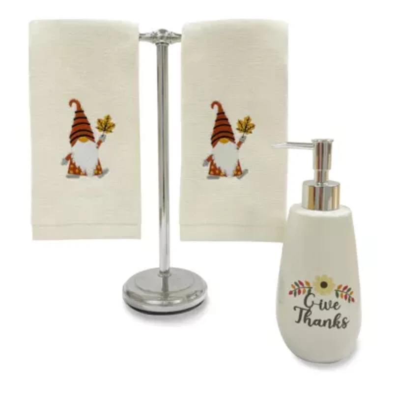 Give Thanks Gnome 3-piece Lotion Dispenser & 2 Fingertip Towel Sets