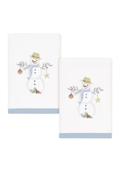 Coastal Snowman 2 Hand Towel Set
