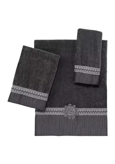 Braided Cuff Granite 3-Piece Decorative Towel Set