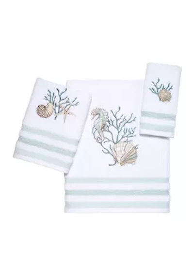 Coastal Terrazzo White 3-Piece Decorative Towel Set