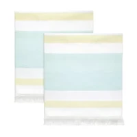 Clubhouse Stripe Aqua 2pc. Bath Towel