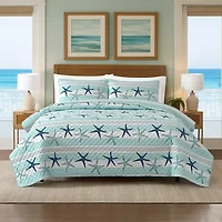Starfish Stripe Reversible Quilt Set