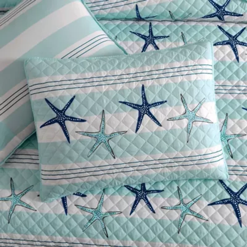 Starfish Stripe Reversible Quilt Set