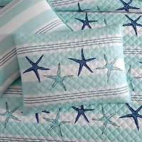 Starfish Stripe Reversible Quilt Set