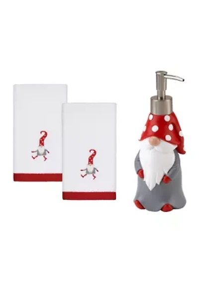 Gnome Walk Lotion Pump and 2 Fingertip Towel Set