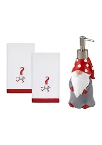 Gnome Walk Lotion Pump and 2 Fingertip Towel Set 
