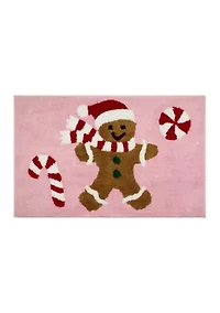 Peppermint Gingerbread Man Bath Rug