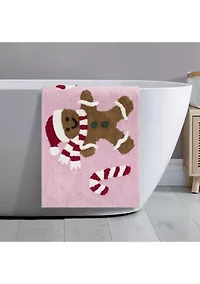 Peppermint Gingerbread Man Bath Rug